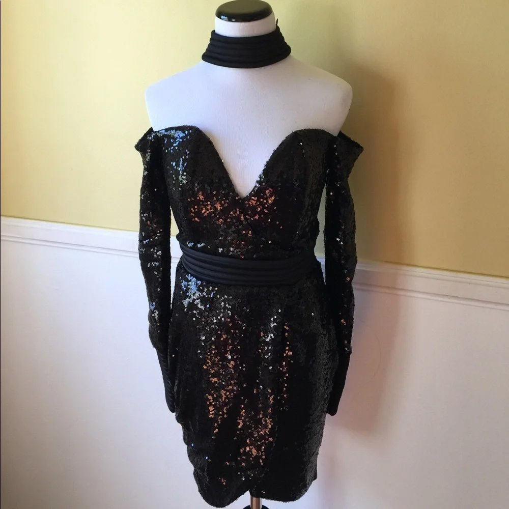 Zhivago Siempre Viva dress- black sequins US/8 L - Picture 3 of 8